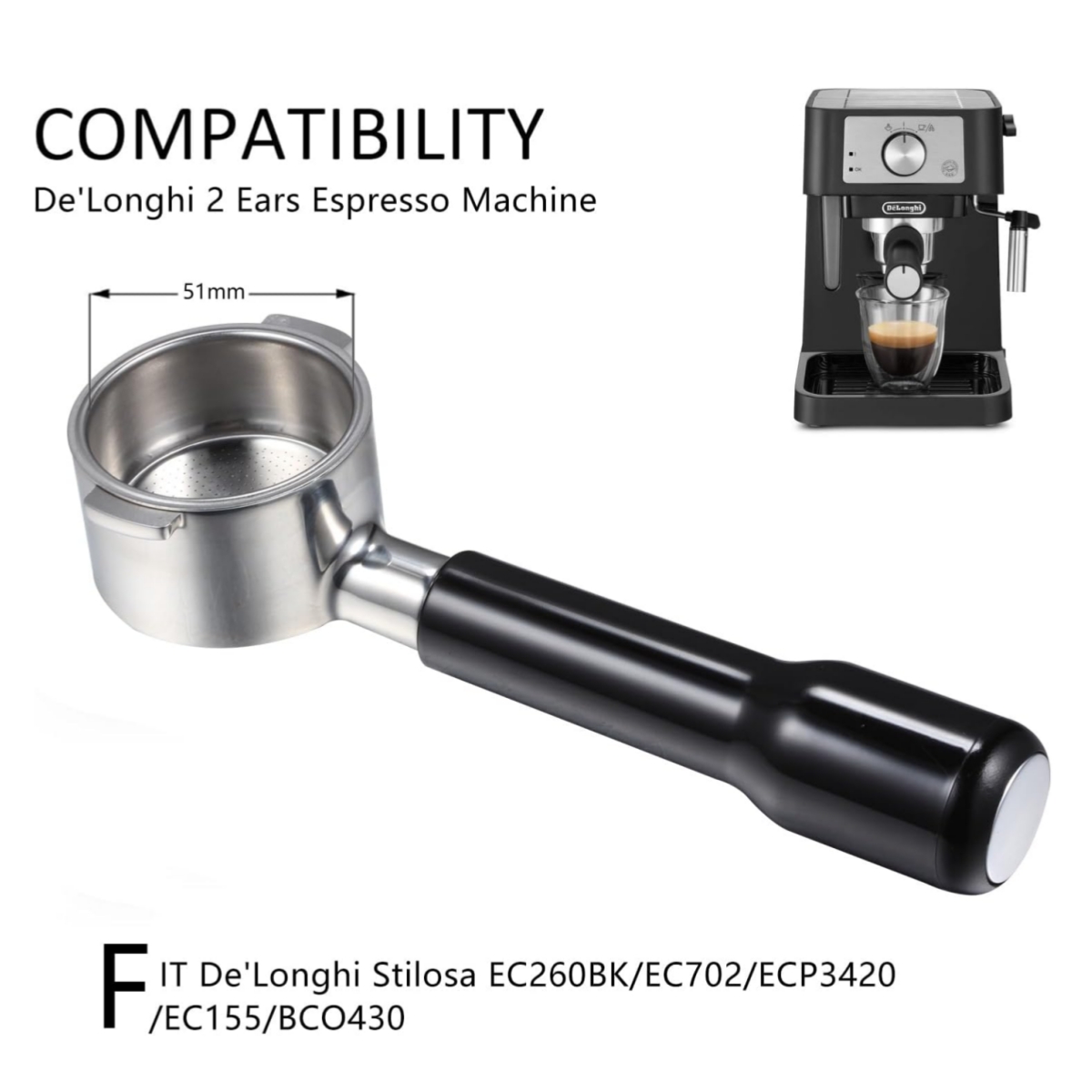 Delonghi Espresso Ecp3420 - Portafilter sem fundo de 51mm 2