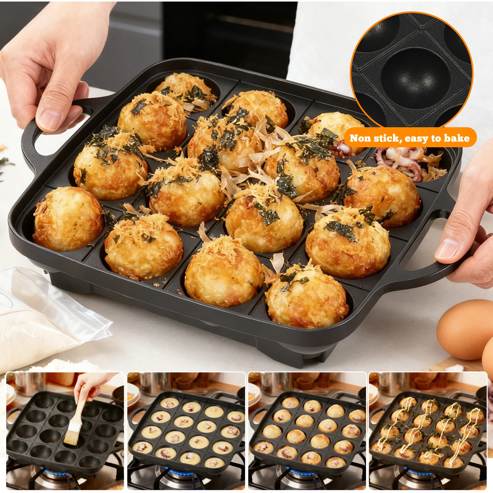Panela Takoyaki com 16 Furos e - Takoyaki Grill Plate avaliação e preço