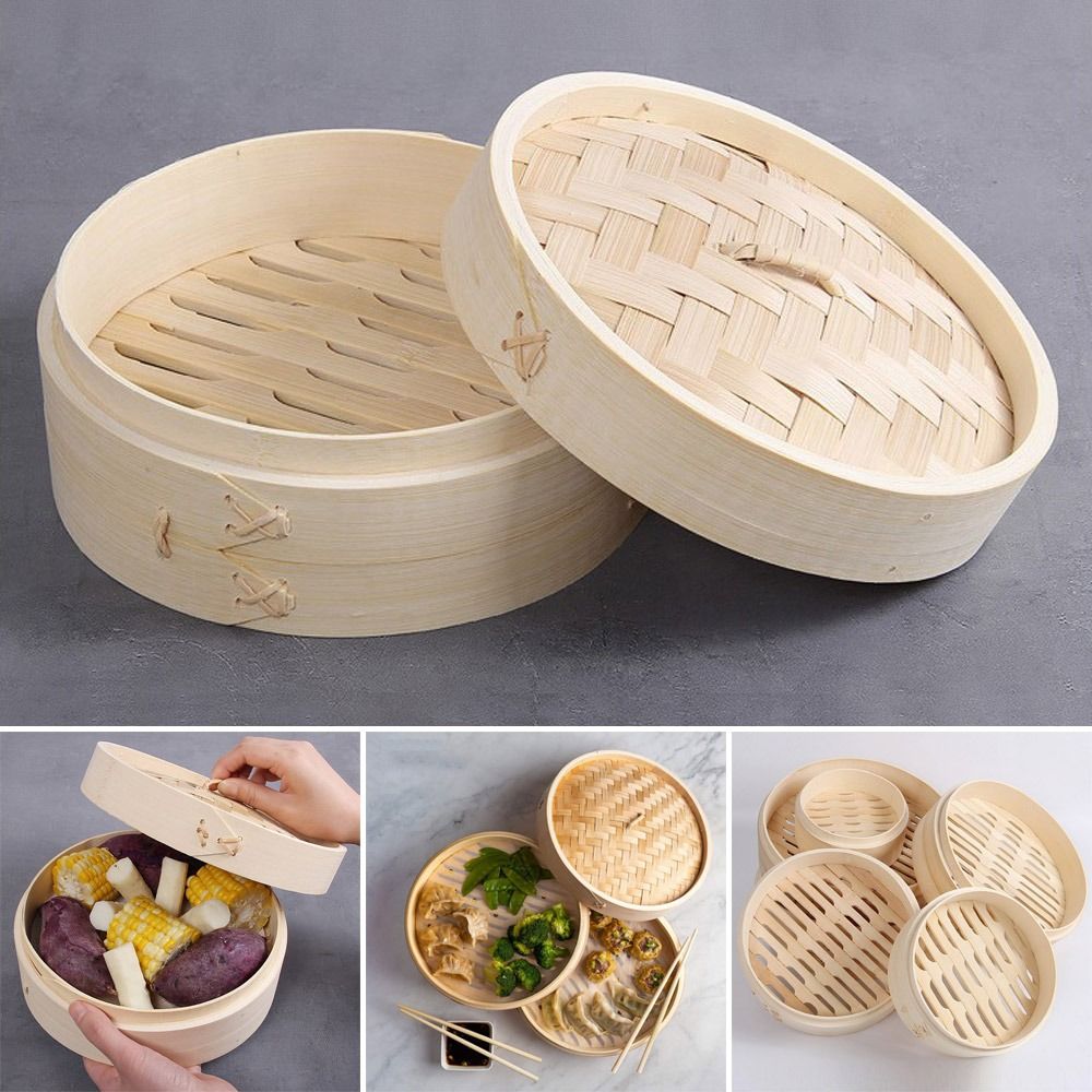 Vapor de bambu com tampa para  - Bao Steamer Bamboo avaliação e preço